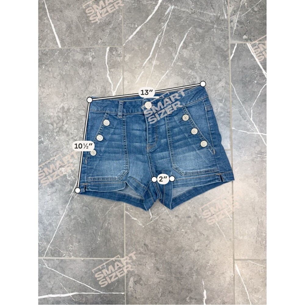 So Sonoma High Rise Medium Wash Denim Shorts Rivet Slant Pockets Juniors Size 3 - Picture 5 of 5